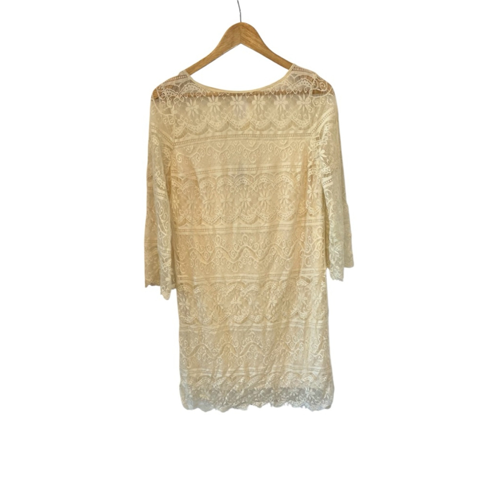 MAX STUDIO Lace Dress Women’s Medium Cream Mid Length Long Sleeve M